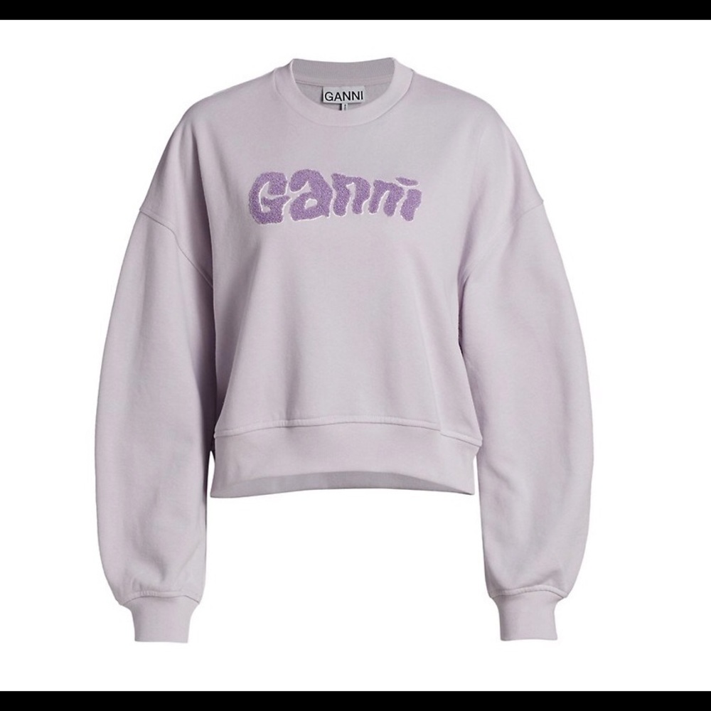 Ganni textured logo sweatshirt